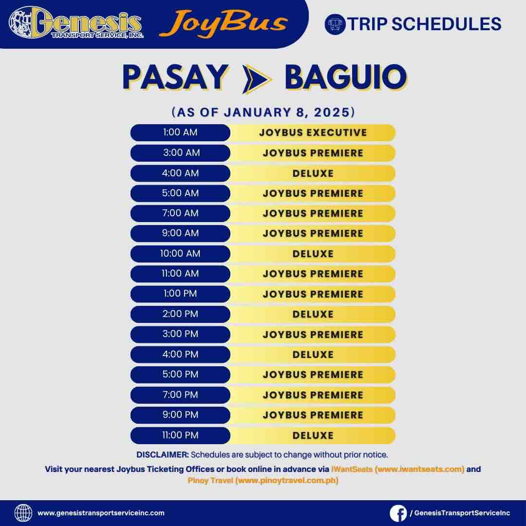 Genesis Pasay to Baguio Trips