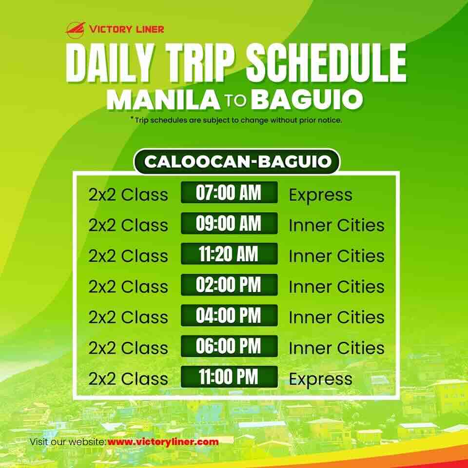 Victory Liner Caloocan to Baguio Trips