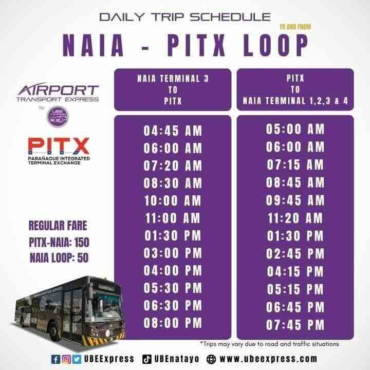 UBE NAIA-PITX Schedule