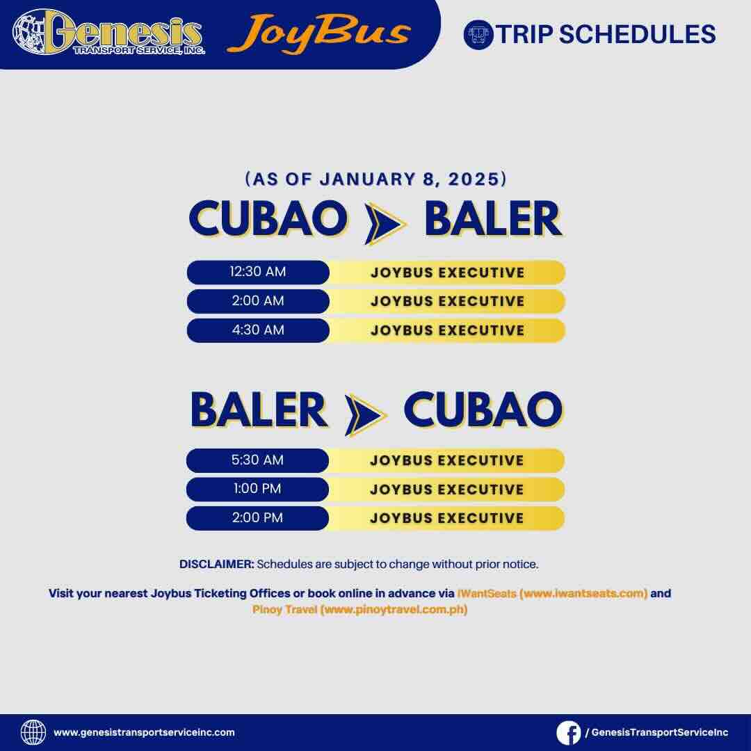 Genesis Cubao to Baler Bus