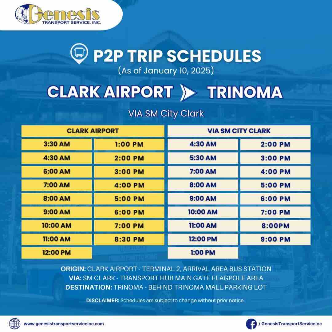 Genesis P2P Clark Airport to Trinoma