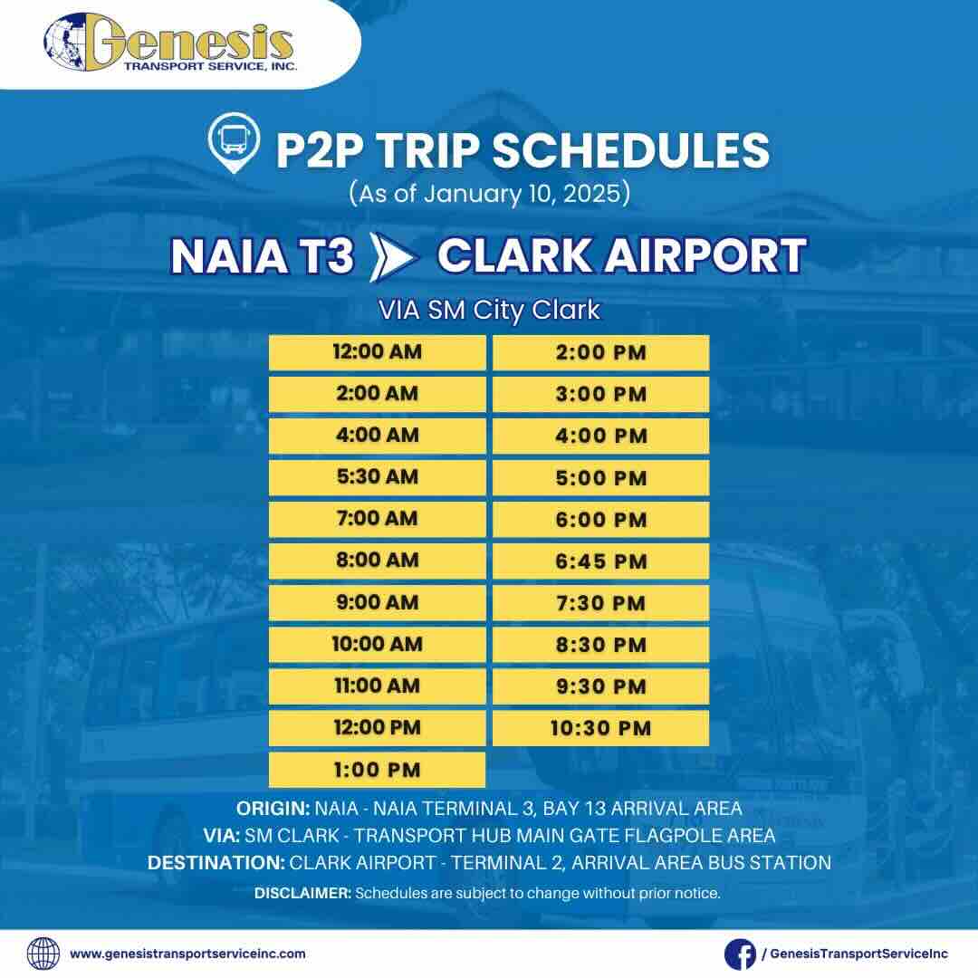 Genesis P2P NAIA 3 to Clark Airport