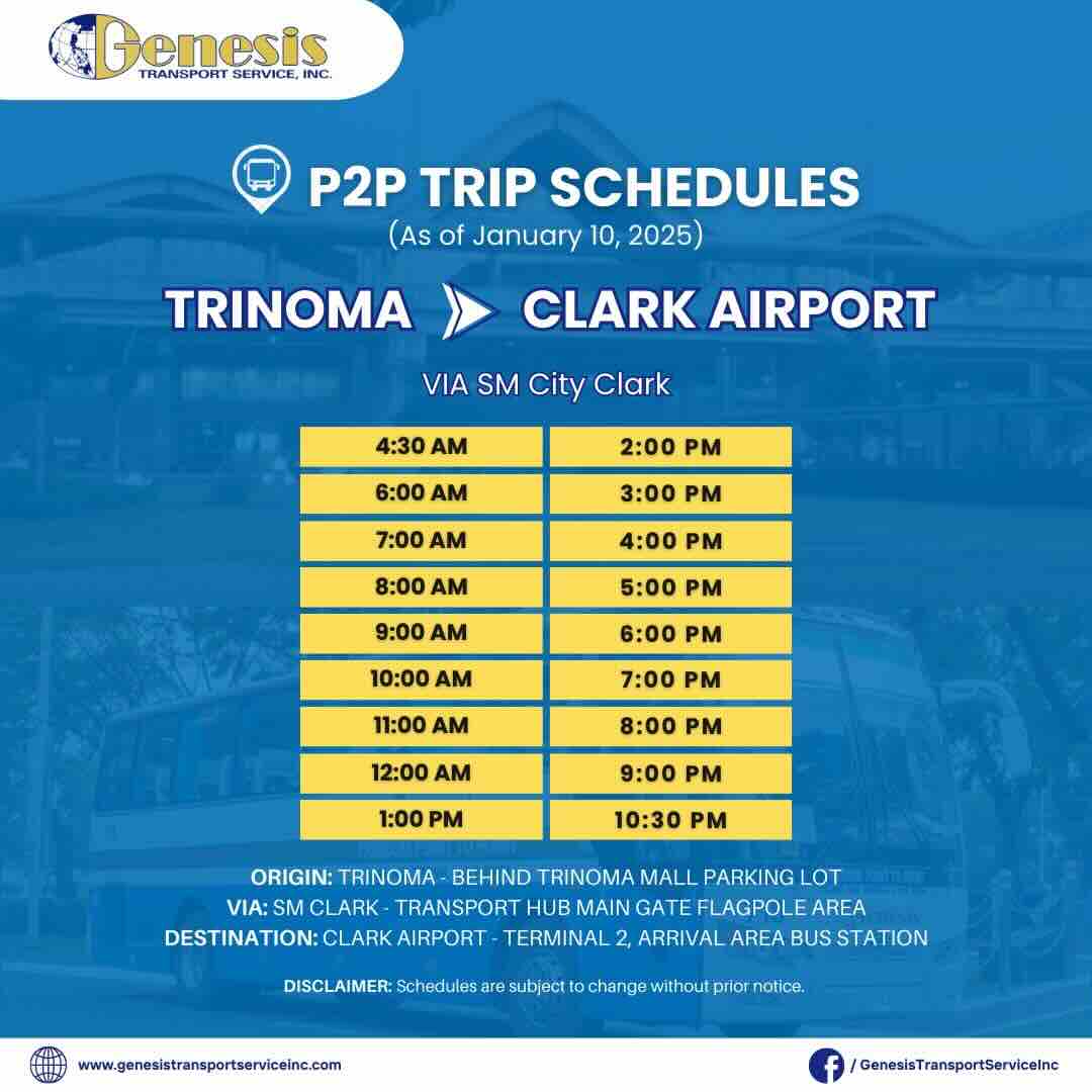 Genesis P2P Trinoma to Clark Airport